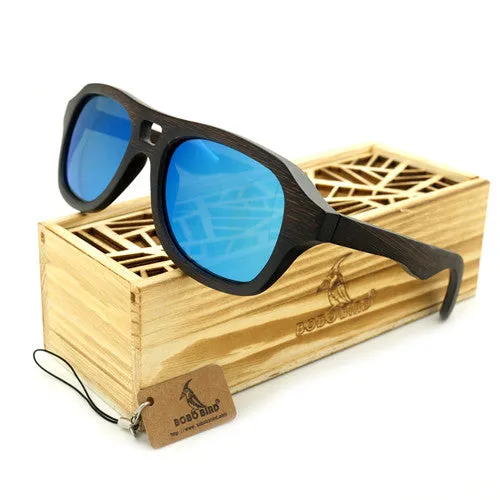 Vintage Pilot Wooden Sunglasses In Gift Box - Green,Blue,Grey,Silver MustHave Items