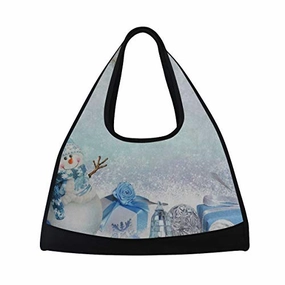 Gym Bag Christmas Snowman Pine Tree Bell Women Yoga Canvas Duffel Bag Crossbody Tennis Racket Instant Savings Inside Save Big Online
