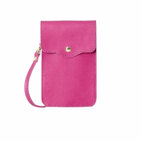Big Savings Alert Hot Picks Today Italian Leather Crossbody Phone Pouch Fuschia