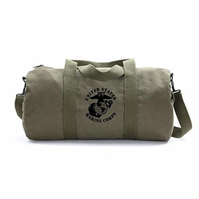 United States Marine Corps Army Sport Heavyweight Canvas Duffel Bag In Olive & Black, Medium Special Deal Frenzy
