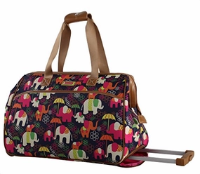 Lily Bloom Luggage Designer Pattern Suitcase Wheeled Duffel Carry On Bag (14In, Elephant Rain) Clearance Alert Now