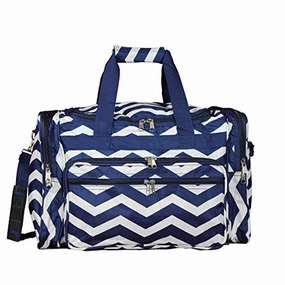Hot Pick Sale Online Exclusive Deal World Traveler Chevron 19-Inch Duffel Bag, Navy White Chev, One Size