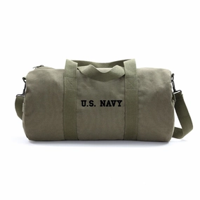 Price Drop Frenzy Us Navy Text Army Sport Heavyweight Canvas Duffel Bag In Olive & Black, Medium