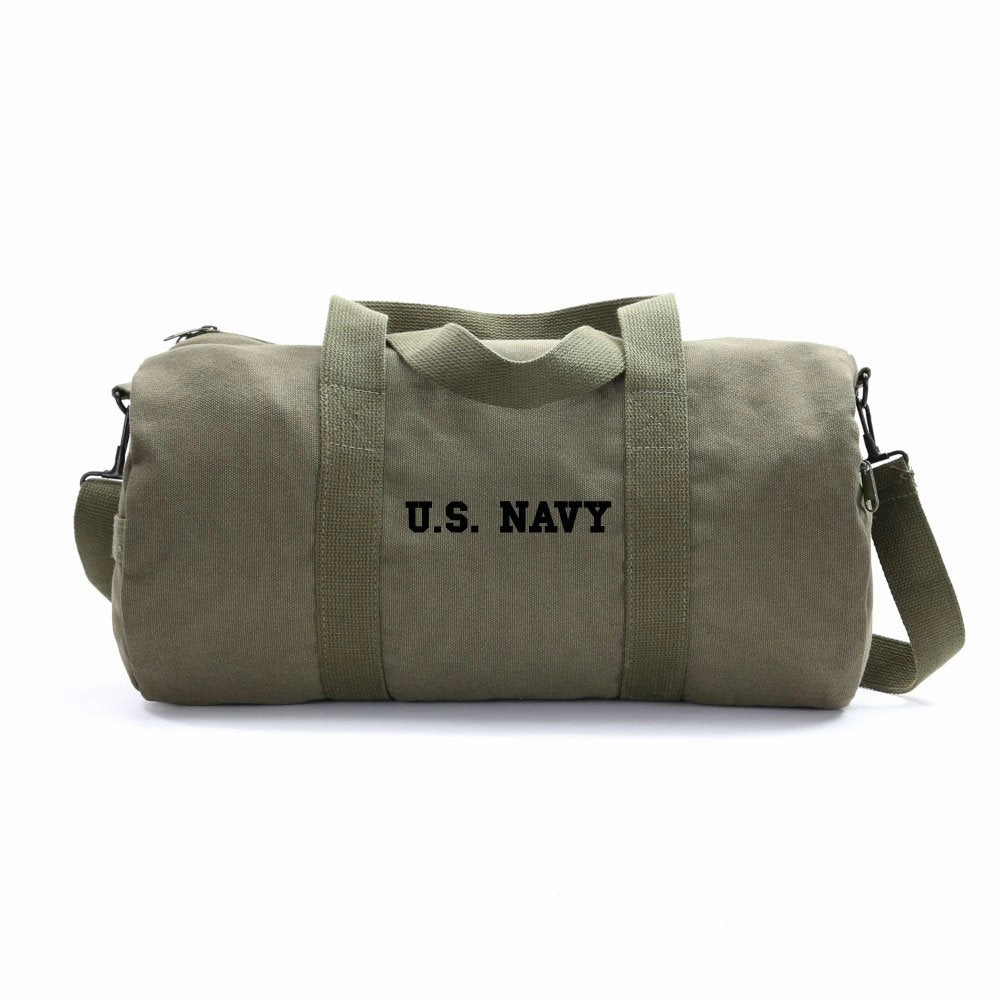 Price Drop Frenzy Us Navy Text Army Sport Heavyweight Canvas Duffel Bag In Olive & Black, Medium