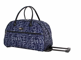 Nicole Miller Wheeled Duffel Carry On Bag (14In, Signature Navy) Trending Today Steal