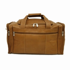 Online Exclusive Deal Piel Leather Travel Duffel With Side Pockets, Saddle, One Size