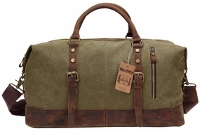 Duffel Bag, Berchirly 21" Large Canvas Leather Travel Sports Gym Bag Toiletry Bag Shoulder Carryon Luggage For Men Women - Army Green Hot Pick Deal