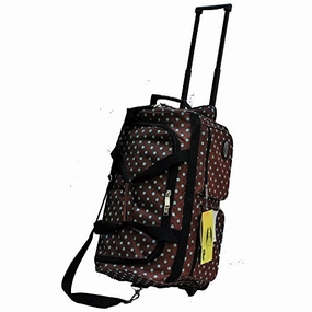 E-Z Roll 22" Fashionable Polka Dots Rolling Duffel Bag With 3 Colors (Brown/Aqua Dots) Dont Miss Big Savings Shop Now Save