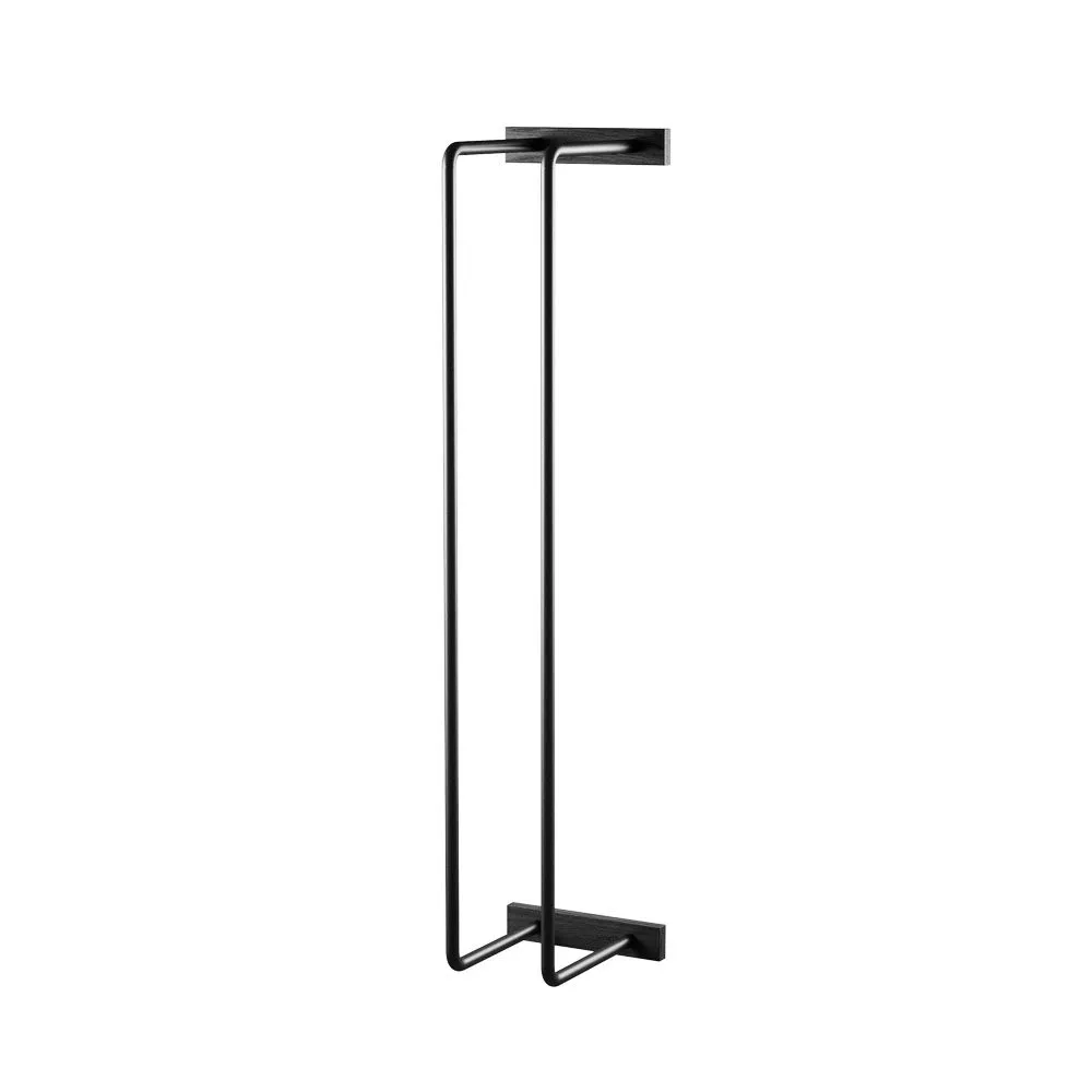 EKTA LIVING Bathroom Hand Towel and Toilet Roll Rack, Black Oak/Black Metal