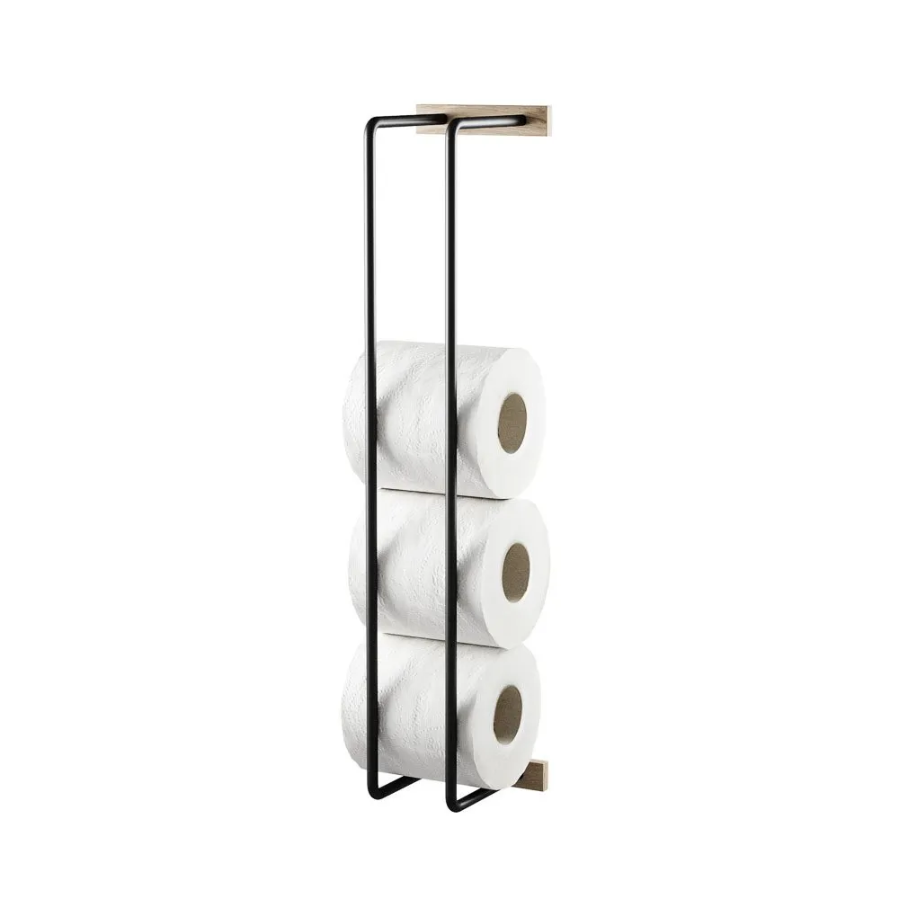 EKTA LIVING Bathroom Hand Towel and Toilet Roll Rack, Smoked Oak/Black