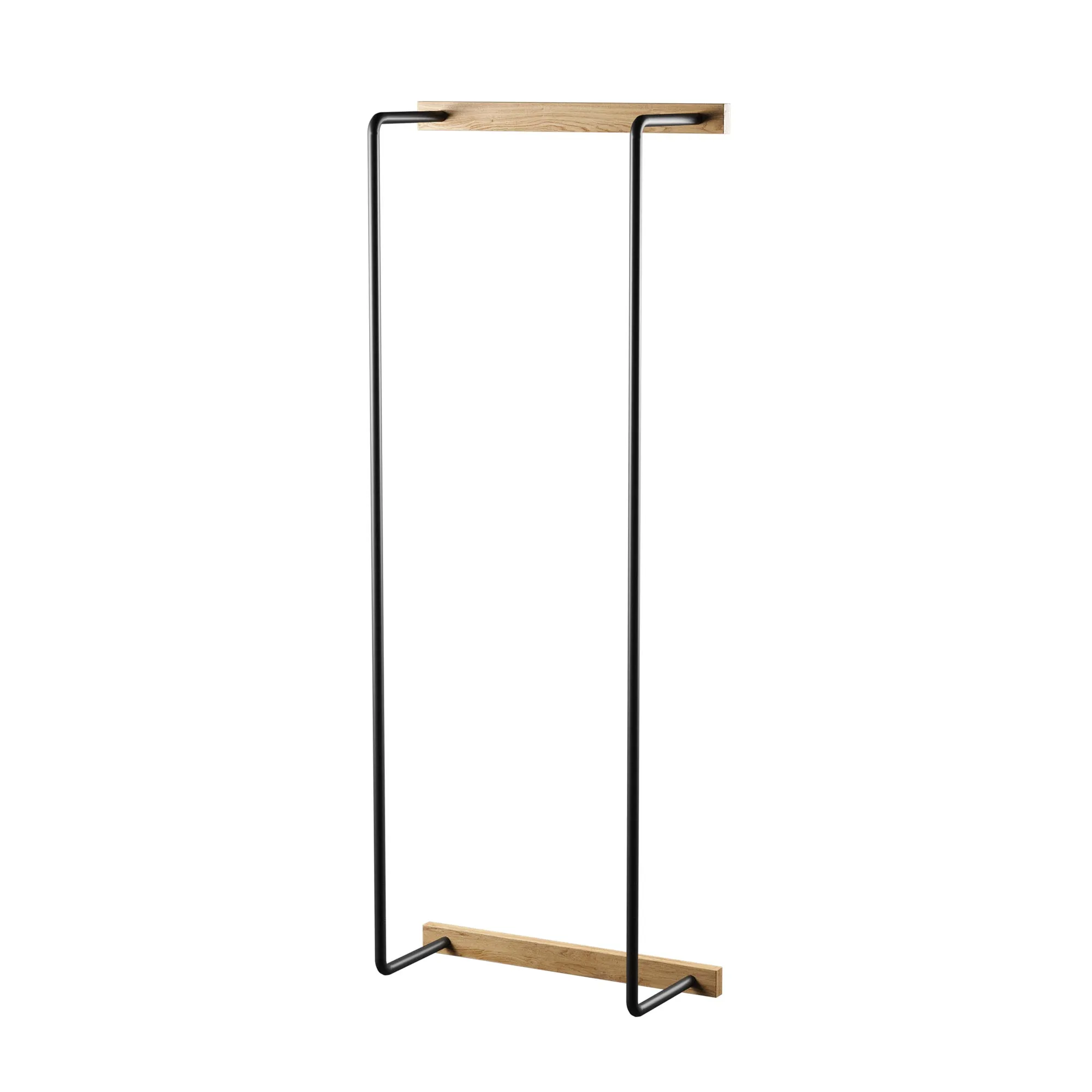 EKTA LIVING Towel Rack, Oiled Oak/Black Metal