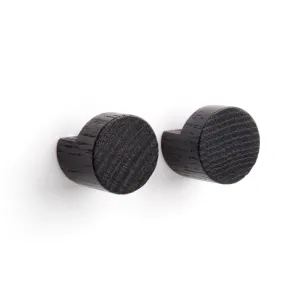 EKTA LIVING Wood Knot Hook, Small W2.8cm, Black Oak (Set of 2)