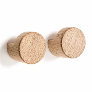 EKTA LIVING Wood Knot Hook, Small W2.8cm, Oak (Set of 2)