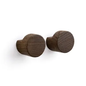 EKTA LIVING Wood Knot Hook, Small W2.8cm, Smoked Oak (Set of 2)