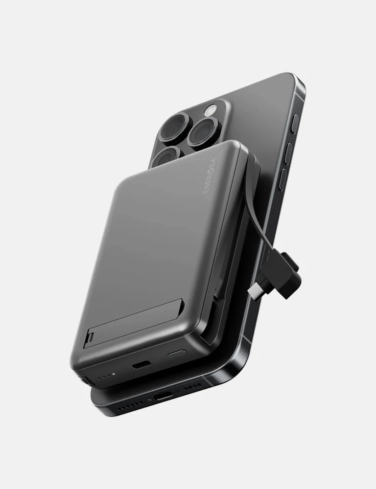 Energea Magpac Pro Plus | 10000Mah Qi2 Powerbank W/ Built-In Cable - Gunmetal Black Gift Ideas Galore