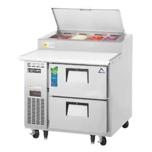 Everest - EPPR1-D2, Commercial 35" 4 Pan Pizza Prep Table Refrigerator
