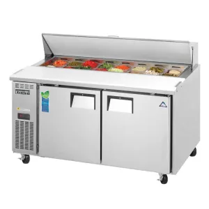 Everest - EPWR2, Commercial 59" 16 Pan Salad Sandwich Food Prep Table Refrigerator Two Section