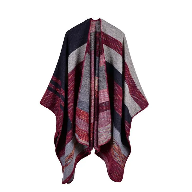 Winter Women'S Striped Poncho Scarf - 5 Colors Trending Now Offer Exclusive Holiday Deal