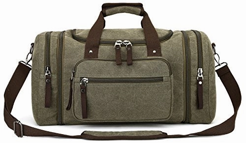 Canvas Duffel Bag, Aidonger Vintage Canvas Weekender Bag Travel Bag Sports Duffel With Shoulder Strap (Army Green) Grab It Before Gone