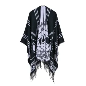 Shop Hot Picks Fashion Women'S Geometric Design Winter Poncho Scarf - 6 Colors