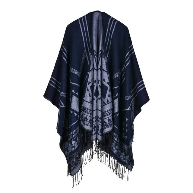 Fashion Women'S Geometric Design Winter Poncho Scarf - 6 Colors Limited Time Offer Grab Todays Deal