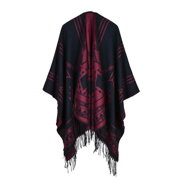 Clearance Event Today Dont Miss This Deal Fashion Women'S Geometric Design Winter Poncho Scarf - 6 Colors