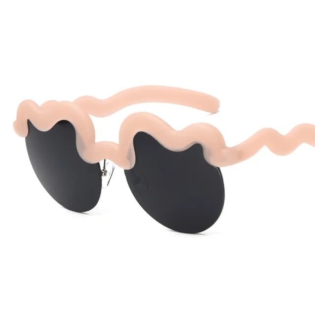 Fashion Women'S Semi-Rimless Summer Sunglasses -White Blue,Orange Gray,Pink Gray,Black,Yellow Silver Hot Picks Today