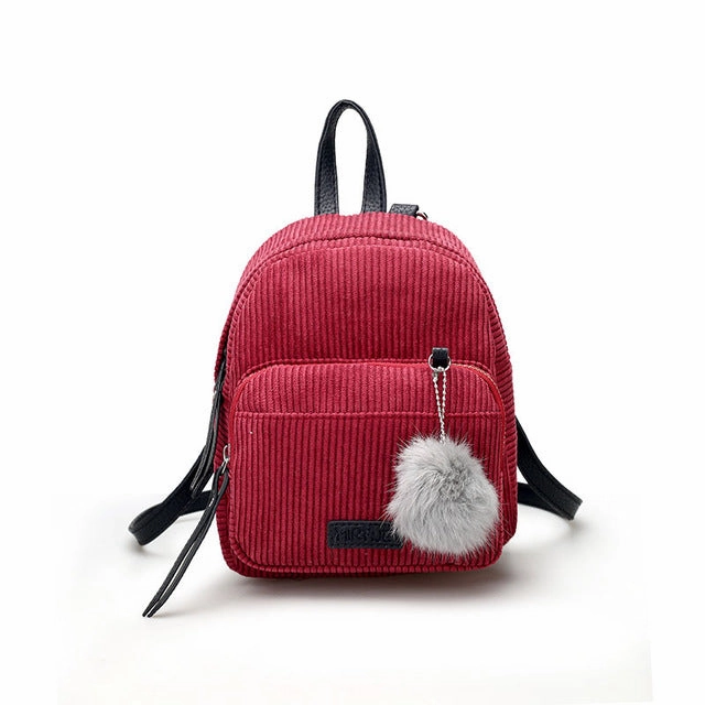 Fashion Winter Women'S Mini Corduroy Backpacks - Gray,Khaki,Pink,Red MustHave Deal