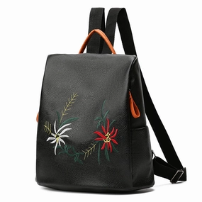 Fashion Women'S  Embroidered Pu Leather Backpacks Todays Steal