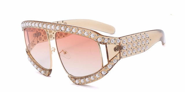 Hot Price Drop Grab Todays Deal Fashion Women'S Summer Sunglasses With Pearl Rivets - Red,Black