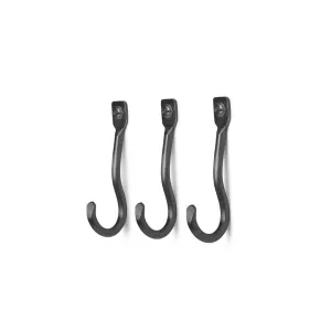 FERM LIVING Curvature Hooks, Black Brass (Set of 3)