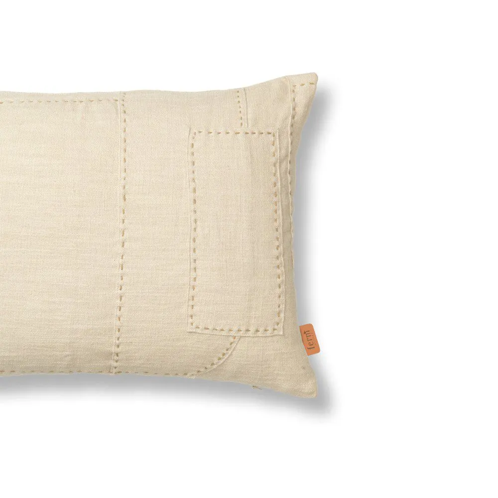 FERM LIVING Darn Cushion, Rectangular, Natural