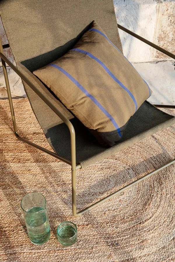 FERM LIVING Grand Cushion, Olive/Bright Blue