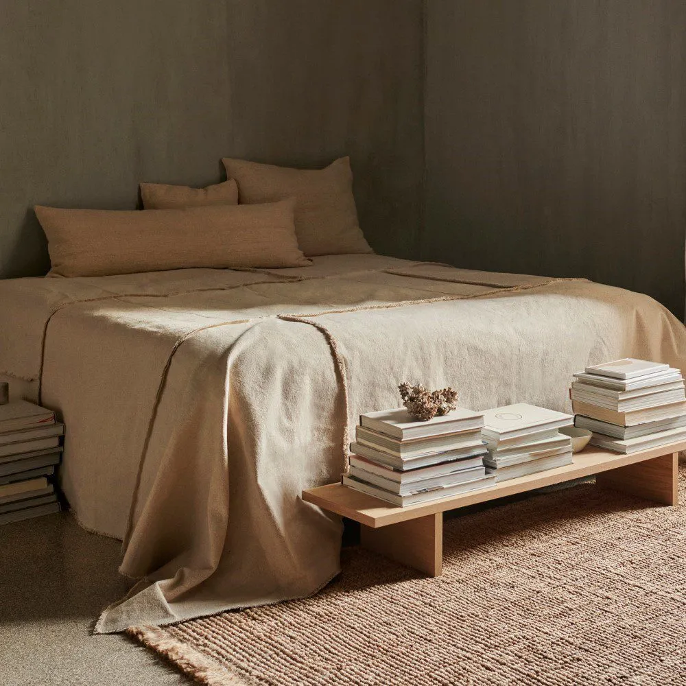 FERM LIVING Offset Bedspread, Off-White
