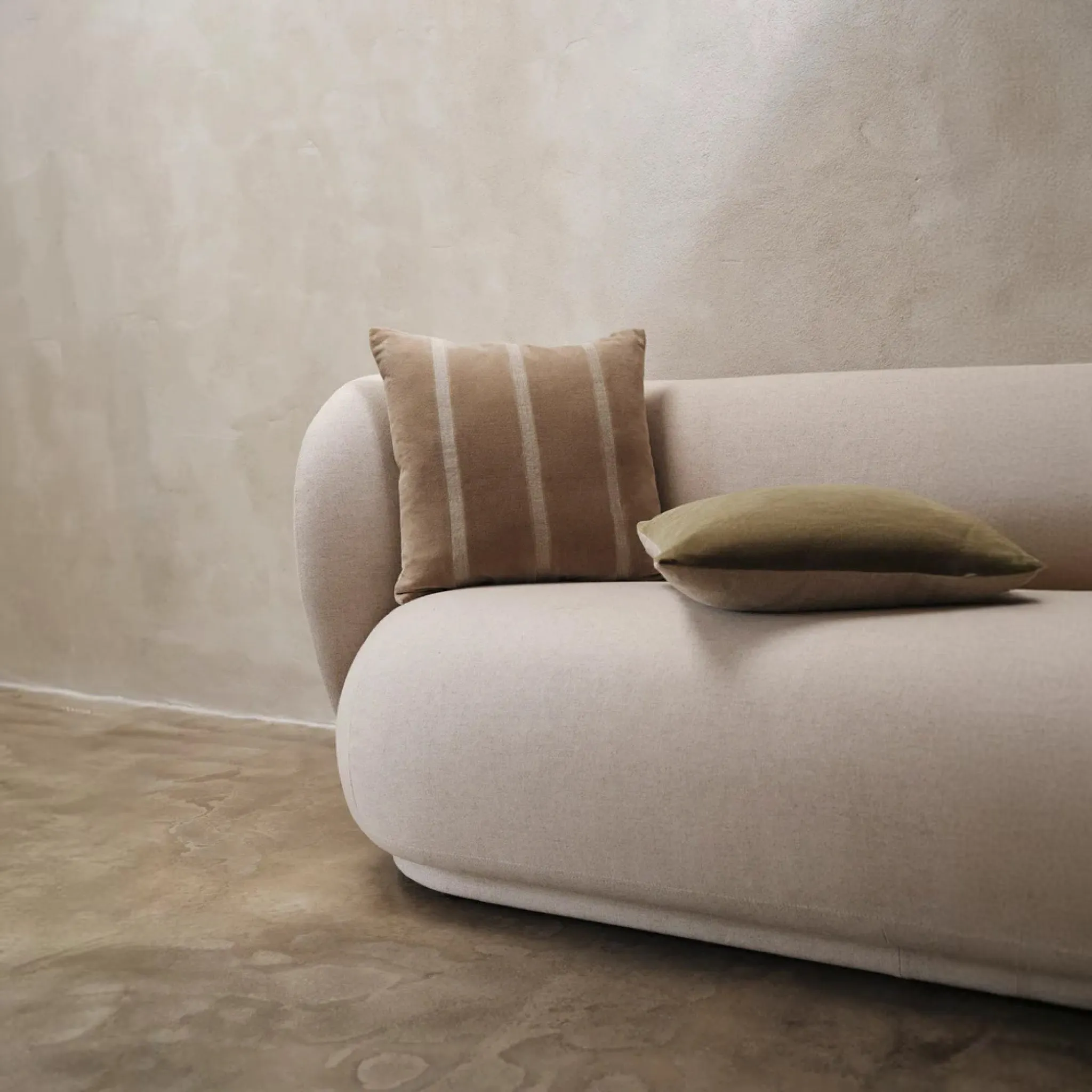 FERM LIVING Senti Stripe Cushion, Dark Sand/Linen