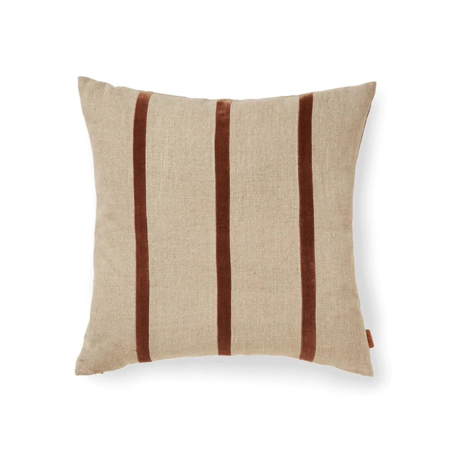 FERM LIVING Senti Stripe Cushion, Linen/Carob Brown