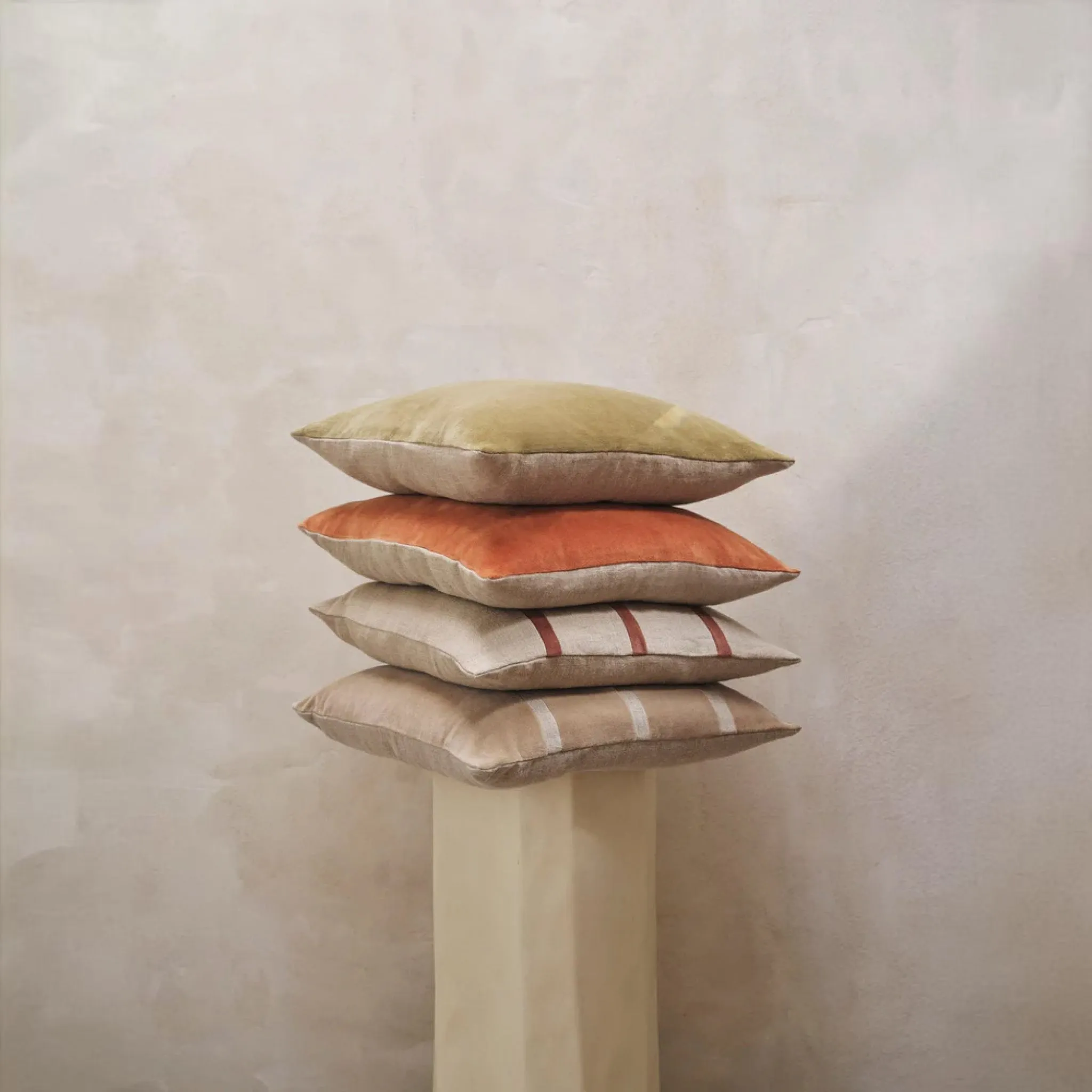 FERM LIVING Senti Stripe Cushion, Linen/Carob Brown