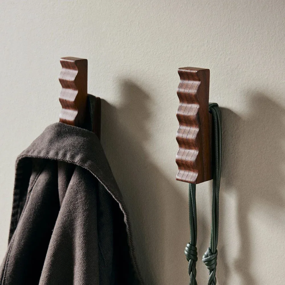 FERM LIVING Unda Hooks, Dark Brown (Set of 2)