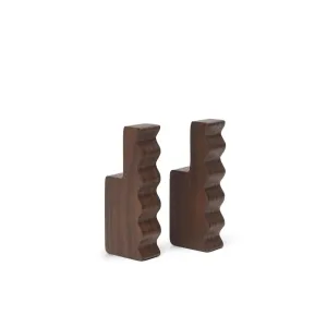 FERM LIVING Unda Hooks, Dark Brown (Set of 2)