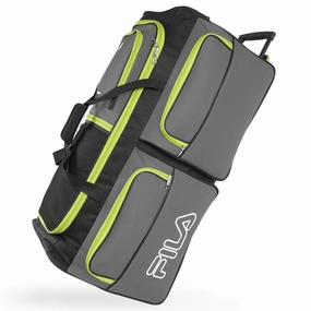 Best Price Online Dont Wait Save Fila 7-Pocket Large Rolling Duffel Bag, Grey/Neon Lime, One Size