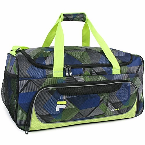 Biggest Savings Now Hot Sale Alert Fila Energy Md Travel Gym Sport Duffel Bag, Abstract Neon