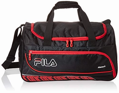 Dont Wait Save Fila Lasers Small Sports Duffel Bag Gym, Black/Red, One Size