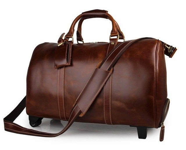 Best Price Online J.M.D Vintage Genuine Leather Trolley Bag Men Large Capacity Duffel Bag Huge Business Travel Bags