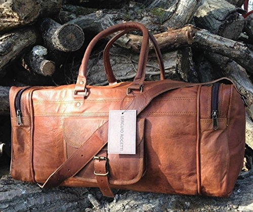 25 Inch Large Leather Duffel Travel Duffle Gym Sports Overnight Weekender Bag Flash Sale Alert Now
