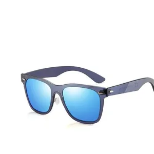 Flat Lens Rimless Square Frame Polarized Sunglasses - Blue,Pink Limited Time Steal