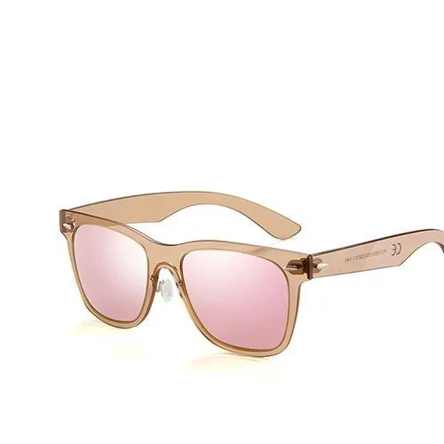 Special Surprise Sale EndofWeek Deals Flat Lens Rimless Square Frame Polarized Sunglasses - Blue,Pink