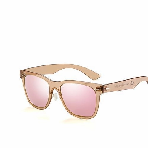 MustHave Deals MustHave Items Flat Lens Rimless Square Frame Polarized Sunglasses - Blue,Pink