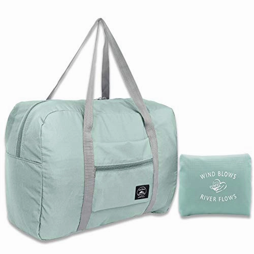 Funfel Travel Foldable Duffel Bag For Women & Men, Waterproof Lightweight Travel Luggage Bag For Sports, Gym, Vacation(Ii-Mint Green) Grab Your Hot Pick Shop Now Save