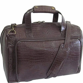Amerileather Croco-Print 16" Leather Carry-On Weekend Duffel (Dark Brown Today Only Hot Pick