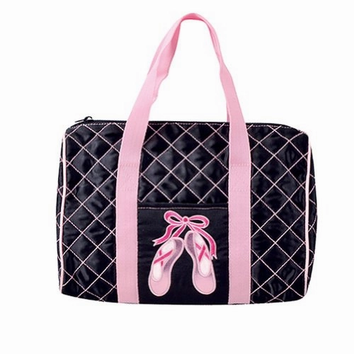 Instant Savings Inside Dansbagz By Danshuz Quilted On Pointe Satin Duffel Bag, Black, Os